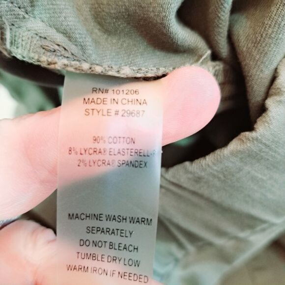 Soft Surroundings Metro Denim Snap Ankle Army Green Pants - Picture 7 of 8